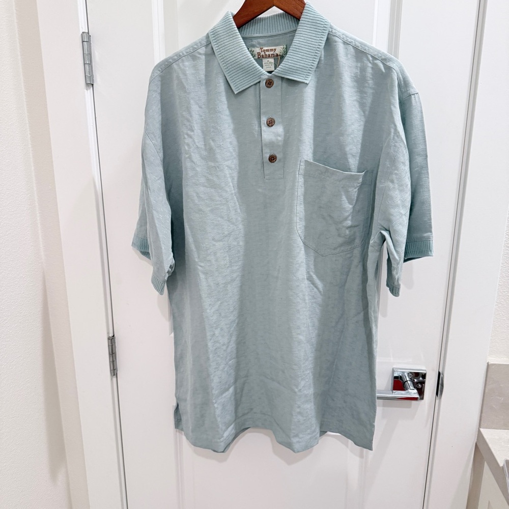 Tommy Bahamas Men's Light Blue Polo Shirt